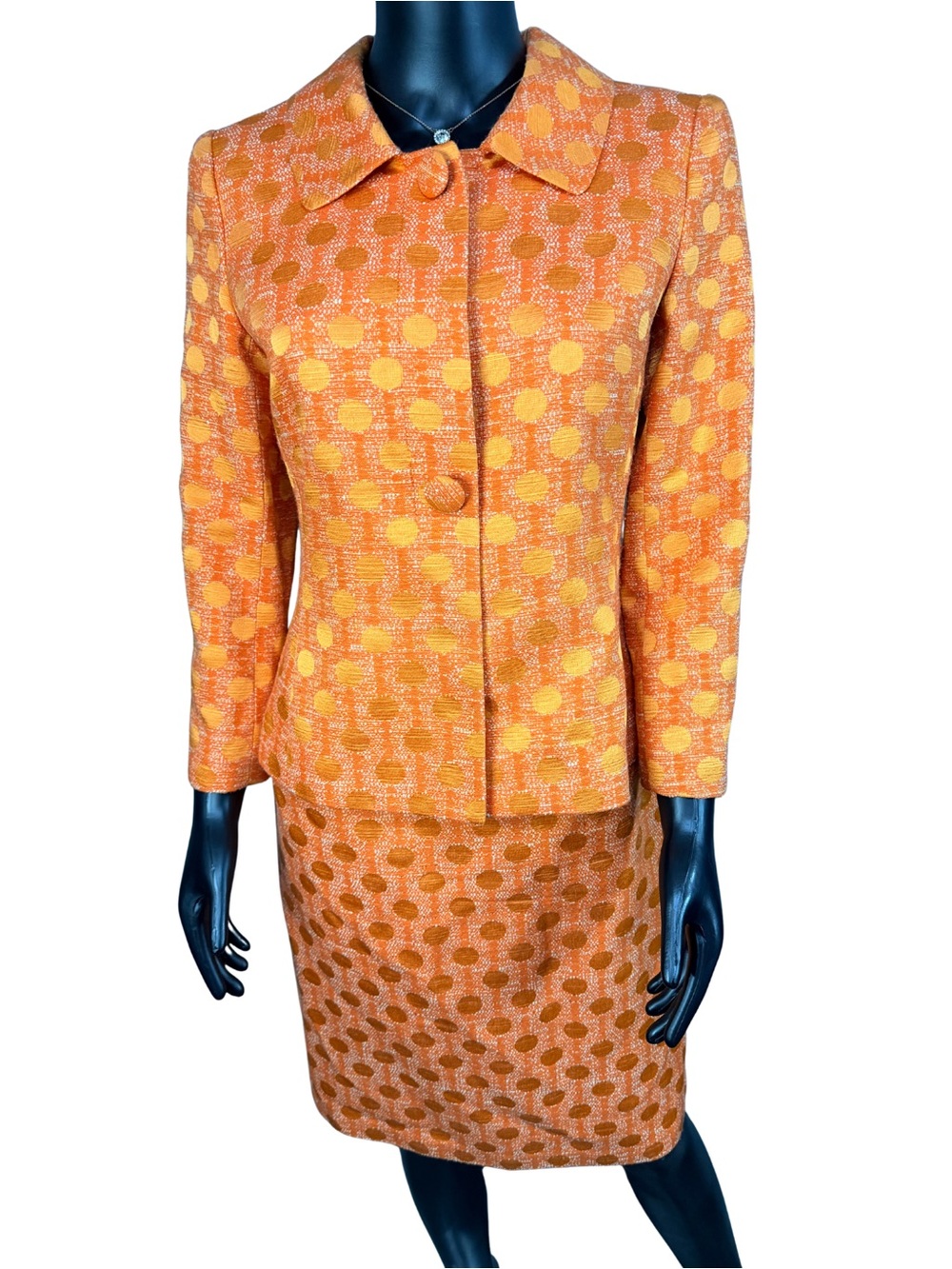 Orange Polka Dot Tailored Blazer - Women's Suit Jacket